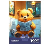 Puzzle Da 1000 Pezzi Per Adolescenti Bear Reading Newspaper on Toilet Poster, Picture, Metal Print, Paint by Melvina Poole Puzzle Per Adulti Giocattoli Fai Da Te Corsa Di Velocità Manuale Regali Unici