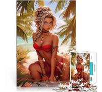 Puzzle da 1000 pezzi per adolescenti Bella ragazza su una spiaggia Gioco rompicapo Decorazione murale Regali unici per compleanno e Natale 38x26cm