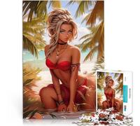 Puzzle da 1000 pezzi per adolescenti Bella ragazza su una spiaggia Gioco rompicapo Decorazione murale Regali unici per compleanno e Natale 38x26cm