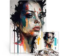 Puzzle da 1000 pezzi per adolescenti Bellezza della donna che gocciola di vernice Difficile e sfidante Giocattoli per la decorazione della casa 52x38cm