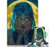 Puzzle da 1000 pezzi per adolescenti, bellissima ragazza anime con luna, aiuta il cervello a esercitare i giocattoli avvincenti per coltivare la pazienza, collezione di artisti, belle arti (38x26cm)
