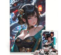 Puzzle da 1000 pezzi per adolescenti, bellissima ragazza con il drago, giochi divertenti, attività divertenti da fare a casa, gioco dal design accattivante 50x75cm