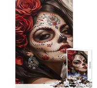 Puzzle da 1000 pezzi per adolescenti bellissima ragazza con teschio di zucchero giocattoli antistress regali di Babbo Natale segreto giochi educativi per migliorare l'amore tra coppie 38x26cm