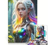 Puzzle da 1000 pezzi per adolescenti: Bellissima ragazza cyborg nella foresta, giochi educativi, allena la mente e le mani, collezione d'artista, belle arti 38x26cm