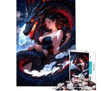 Puzzle da 1000 pezzi per adolescenti bellissima ragazza drago addormentata giocattolo puzzle per adulti decorazione da parete migliora la memoria regalo per amici e familiari (dimensioni 50x75cm)