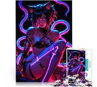Puzzle da 1000 pezzi per adolescenti Bellissima ragazza gatto anime apprendimento educativo offerte come regali per tutta la famiglia 75x50cm