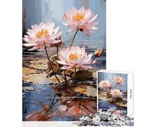 Puzzle da 1000 pezzi per adolescenti bellissimi giocattoli antistress a forma di fiore di loto gioco rompicapo con poster abbinato e foglio di quiz dimensioni 38x26cm