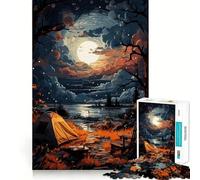 Puzzle da 1000 pezzi per adolescenti,bellissimo campeggio notturno,con incastri fluidi,divertente e stimolante per il gioco cognitivo,ideale per il tempo libero e le festività (38x52cm)