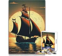 Puzzle da 1000 pezzi per adolescenti, bellissimo veliero, passatempo tranquillo e appagante, perfetto incastro, taglio di precisione, dimensioni del giocattolo 38x26cm