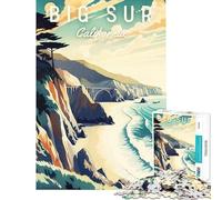 Puzzle da 1000 pezzi per adolescenti Big Sur California gioco di viaggio gioco intellettuale rilassante adatto alle coppie regalo divertente (dimensioni 38x26cm)