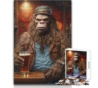 Puzzle da 1000 pezzi per adolescenti Bigfoot ama la birra artigianale, ideale per attività ricreative e antistress, giocattolo artigianale con taglio ultra preciso, dimensioni 50x75cm