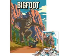 Puzzle da 1000 pezzi per adolescenti Bigfoot Criptide Criptozoologia Attacco alla luce del giorno Giocattolo educativo per migliorare la memoria Regalo di compleanno (Dimensioni 38x26cm)