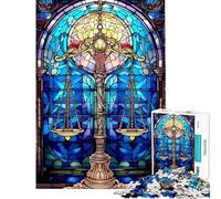 Puzzle da 1000 pezzi per adolescenti Bilancia della Giustizia in Vetro Colorato Puzzle per adulti Giocattolo Decorazione da Parete Migliora la Memoria Compleanni e Regali (50x75cm)