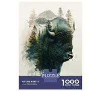 Puzzle Da 1000 Pezzi Per Adolescenti Bison And Forest Double Exposure Puzzle Per Adulti Giochi Rilassanti Decorazione Perfetta Attività Divertenti A Casa 70x50cm/1000pcs