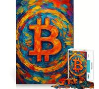 Puzzle da 1000 pezzi per adolescenti Bitcoin BTC Pittura astratta Taglio preciso Decorazione Gioco per esercizi mentali Gioco di pace Divertimento Regalo di Natale (50x75cm)