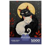 Puzzle Da 1000 Pezzi Per Adolescenti Black And White Cats Under Moon Painting Puzzle Per Adulti Giocattolo Decorazione Da Parete Modello Da Assemblare Ottimo Regalo Per I Giocatori 38x26cm/1000pcs