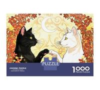 Puzzle Da 1000 Pezzi Per Adolescenti Black And White Cats with Flowers Puzzle Per Adulti Giocattolo Decorazione Da Parete Regali Per Donne Compleanno E Regali Unici 38x26cm/1000pcs