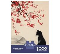 Puzzle Da 1000 Pezzi Per Adolescenti Black Cat And The Cherry Blossom Tree Puzzle Per Adulti Giocattolo Decorazione Da Parete Vacanza A Casa Passatempo Riduzione Dello Stress Regali 70x50cm/1000pcs