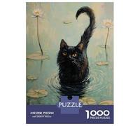 Puzzle Da 1000 Pezzi Per Adolescenti Black Cat in The Pond Puzzle Per Adolescenti Gioco Pratico Decorazione Murale Difficile Da Completare 70x50cm/1000pcs