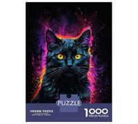 Puzzle Da 1000 Pezzi Per Adolescenti Black Cat Neon Art Puzzle Per Adulti Gioco Rompicapo Difficile Divertente Attività A Casa 70x50cm/1000pcs