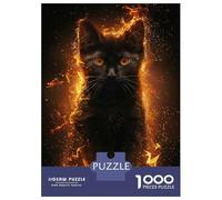 Puzzle Da 1000 Pezzi Per Adolescenti Black Cat Surrounded by Fire Puzzle Per Adolescenti Gioco Pratico Decorazione Murale Difficile Da Completare 70x50cm/1000pcs