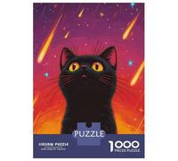 Puzzle Da 1000 Pezzi Per Adolescenti Black Cat Under Shooting Stars Puzzle Per Adolescenti Gioco Rompicapo Ma Divertente E Umoristico Compleanno 38x26cm/1000pcs