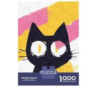 Puzzle Da 1000 Pezzi Per Adolescenti Black Cat with Big Eyes Abstract Puzzle Per Adolescenti Giochi Per Famiglie Sfida Difficile Regali Di Compleanno E Unici 38x26cm/1000pcs