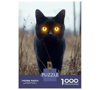 Puzzle Da 1000 Pezzi Per Adolescenti Black Cat with Glowing Yellow Eyes Puzzle Per Adulti Gioco Per Famiglie Antistress Regali Di Compleanno E Unici 38x26cm/1000pcs