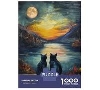 Puzzle Da 1000 Pezzi Per Adolescenti Black Cats Van Gogh Moon Puzzle Per Adulti Giochi Per Famiglie Un'opera D'arte Regali Unici Per Compleanno E Natale 70x50cm/1000pcs