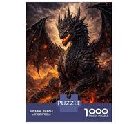 Puzzle Da 1000 Pezzi Per Adolescenti Black Dragon in Fiery Landscape Puzzle Per Adulti Giocattoli Fai Da Te Ma Divertenti E Umoristici Aiutano L'esercizio Del Cervello 70x50cm/1000pcs