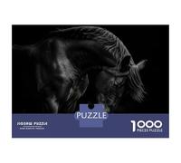 Puzzle Da 1000 Pezzi Per Adolescenti Black Horse Portrait on Dark Background Puzzle Giochi Divertenti Regalo Decorativo Perfetto Per Amici E Familiari 38x26cm/1000pcs