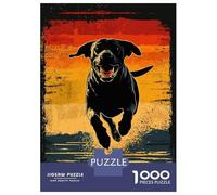 Puzzle Da 1000 Pezzi Per Adolescenti Black Lab Running Sunset Puzzle Per Adulti Giochi Divertenti Regali Per Donne Regali Unici Di Compleanno E Natale 38x26cm/1000pcs