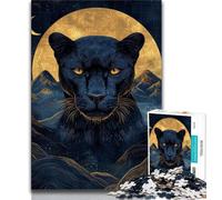 Puzzle da 1000 pezzi per adolescenti Black Panther Under The Moon, puzzle da 1000 pezzi, attività divertenti per la famiglia a casa, regalo di compleanno, regali da viaggio (dimensioni 38x26cm)
