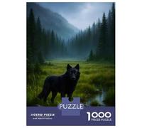 Puzzle Da 1000 Pezzi Per Adolescenti Black Wolf in Misty Forest Puzzle Per Adulti Giochi Rilassanti Decorazione Per La Casa Offerta Come Regalo Per Tutta La Famiglia 38x26cm/1000pcs