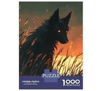 Puzzle Da 1000 Pezzi Per Adolescenti Black Wolf with Glowing Eyes Puzzle Per Adulti Giochi Divertenti Regalo Di Compleanno Per Compleanno, Natale 38x26cm/1000pcs