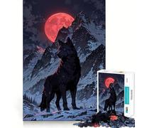 Puzzle da 1000 pezzi per adolescenti Blood Moon Alpha︰ Wolf Mountain King Exact Cut Art,gioco stimolante per la mente,rilassante,ideale per il tempo libero a tema natalizio 38x26cm