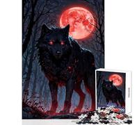 Puzzle da 1000 pezzi per adolescenti Blood Moon Hunter︰ Black Wolf Giocattoli fai da te Regali per donne Uomini Gioco pratico Migliora l'amore tra coppie Dimensioni 38x26cm