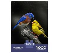 Puzzle Da 1000 Pezzi Per Adolescenti Bluebird And Yellow Bird on Branch Puzzle Per Adulti Giochi Divertenti Migliora La Memoria Regali Unici Per Compleanni E Occasioni Speciali 52x38cm/1000pcs
