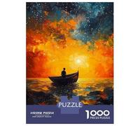 Puzzle Da 1000 Pezzi Per Adolescenti Boat on Water at Sunset Painting Puzzle Per Adolescenti Gioco Pratico Decorazione Murale Difficile Da Completare 38x26cm/1000pcs