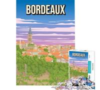 Puzzle da 1000 pezzi per adolescenti Bordeaux Francia Poster di viaggio vintage Place De La Bourse Specchio d'acqua Giocattoli educativi per migliorare la memoria Regalo di compleanno