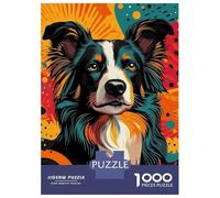 Puzzle Da 1000 Pezzi Per Adolescenti Border Collie Pop Art Energetic Border Collie in Pop Art Form Puzzle Per Adulti Giocattolo Decorazione Da Parete Modello Da Assemblare Ottimo Regalo Per I Giocato