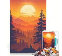 Puzzle da 1000 pezzi per adolescenti, Bosco Infuocato al Crepuscolo, Gioco Rilassante, Stimolante da Completare, Migliora l'Amore tra le Coppie 38x52cm