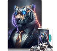 Puzzle da 1000 pezzi per adolescenti Boss Tiger in abito puzzle da 1000 pezzi giocattolo educativo antistress regalo per amici e familiari 38x26cm
