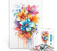Puzzle da 1000 pezzi per adolescenti Bouquet di fiori ad acquerello Sollievo dallo stress Ogni pezzo è unico - Gioco divertente e stimolante per tutta la famiglia 50x70cm