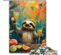 Puzzle da 1000 pezzi per adolescenti Bradipo che beve un drink, giocattolo educativo intellettuale decompressivo, regalo di compleanno, regali (dimensioni 26x38cm)