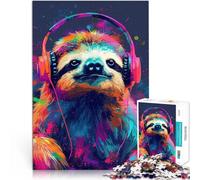 Puzzle da 1000 pezzi per adolescenti Bradipo con le cuffie Vacanza a casa: uccidere il tempo Migliorare l'amore tra le coppie 38x26cm