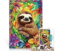 Puzzle da 1000 pezzi per adolescenti Bradipo in vetro colorato Gioco di famiglia antistress sfida difficile Migliorare la memoria 38x26cm