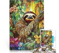 Puzzle da 1000 pezzi per adolescenti Bradipo nella giungla - Vetrata Assemblaggio del modello Decorazioni e regali unici per la casa 50x70cm