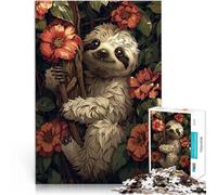 Puzzle da 1000 pezzi per adolescenti Bradipo sorridente tra i fiori Gioco rompicapo Ogni pezzo è unico - Gioco divertente e stimolante per tutta la famiglia 50x70cm