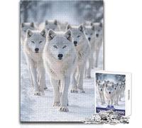 Puzzle da 1000 pezzi per adolescenti, branco di lupi artici, accogliente, rilassante, giocattolo da gioco avanzato con taglio di precisione, dimensioni 38x52cm